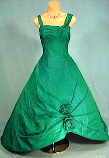 Dress, Trousseau, Green Silk Stripe, Crinoline, Pagoda+Fabric by 089