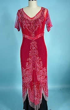 Antique Beaded Dress Panel Beaded Belt  1920s Beading Glass Beaded Black Red  Metallic Embroidery Dress Beading 1910s Edwardian