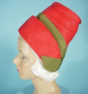 V986 Vintage: Leslie James for Bullocks Wilshire, mink braid Breton, 22 -  Louise Green Millinery