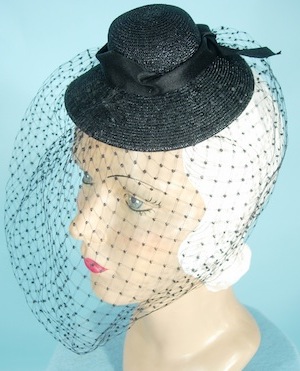 V986 Vintage: Leslie James for Bullocks Wilshire, mink braid Breton, 22 -  Louise Green Millinery